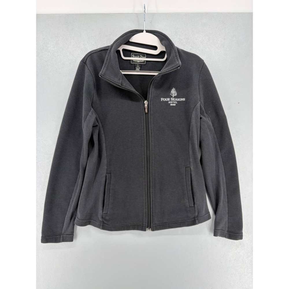 Straight Down Jacket‎ Womens L Black Ribbed Full Zip Four Seasons Hotel Miami